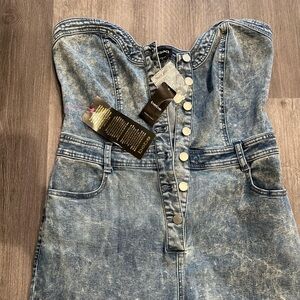 Bebe Sweethesrt Denim  skinny Jumpsuit